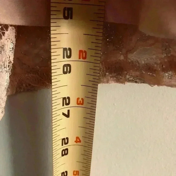 NY & Co. Metallic Lace overlay,lined,scoop neck sleeveless tank top/tunic,peach - Picture 8 of 9